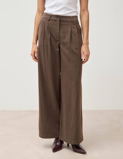 Pantalon large taille standard marron fonc&eacute; femme