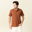 Polo éco-responsable marron cognac homme