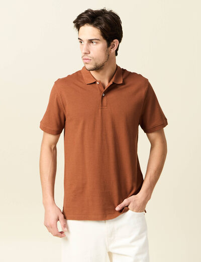 Polo éco-responsable marron cognac homme