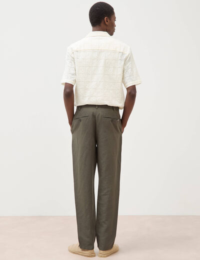 Chino coupe droite longueur 32 vert fonc&eacute; homme