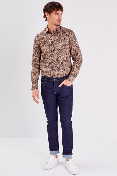 Chemise manches longues bleu marine homme