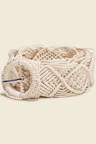 Ceinture macramé ecru femme
