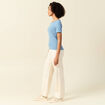 T-shirt manches courtes côtelé bleu clair femme