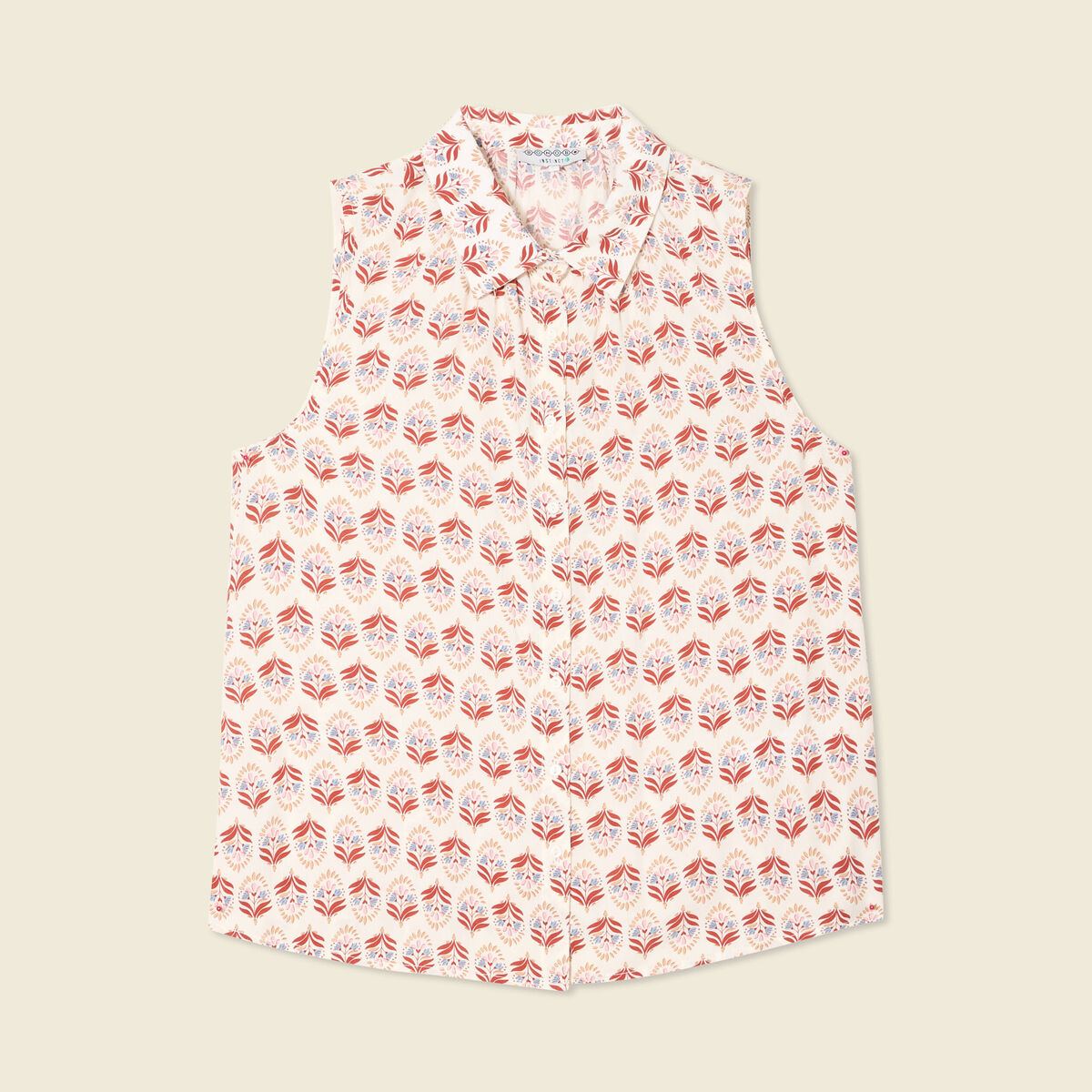 Blouse sans manches ivoire femme