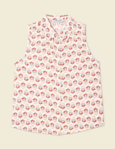 Blouse sans manches ivoire femme