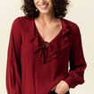 Blouse manches longues rouge foncé femme