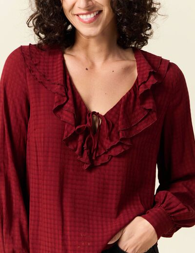 Blouse manches longues rouge foncé femme