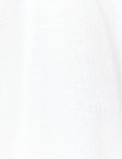T-shirt droit court col V en coton blanc femme