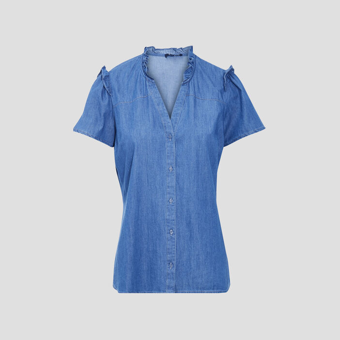 Chemise manches courtes jean denim used femme