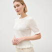 Pull ajour&eacute; droit manches courtes ecru femme
