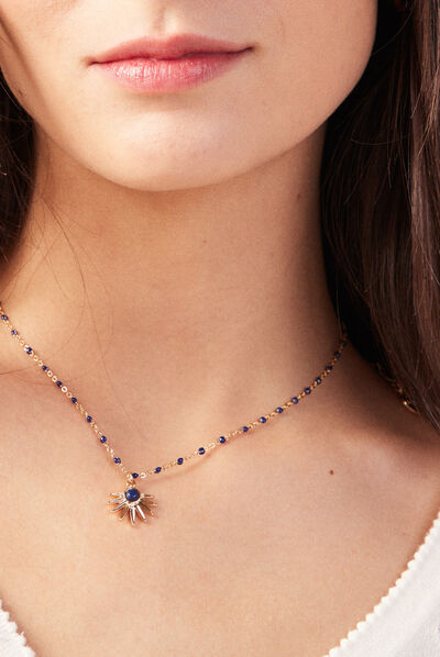 Collier avec pendentif bleu marine femme