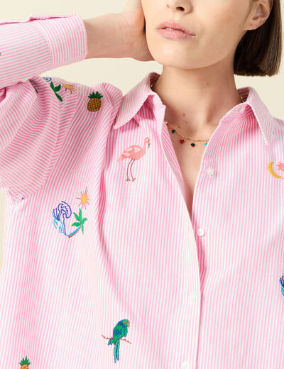 Chemise manches longues rose femme