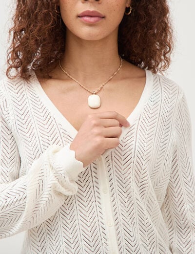 Gilet dos devant ajour&eacute; ecru femme