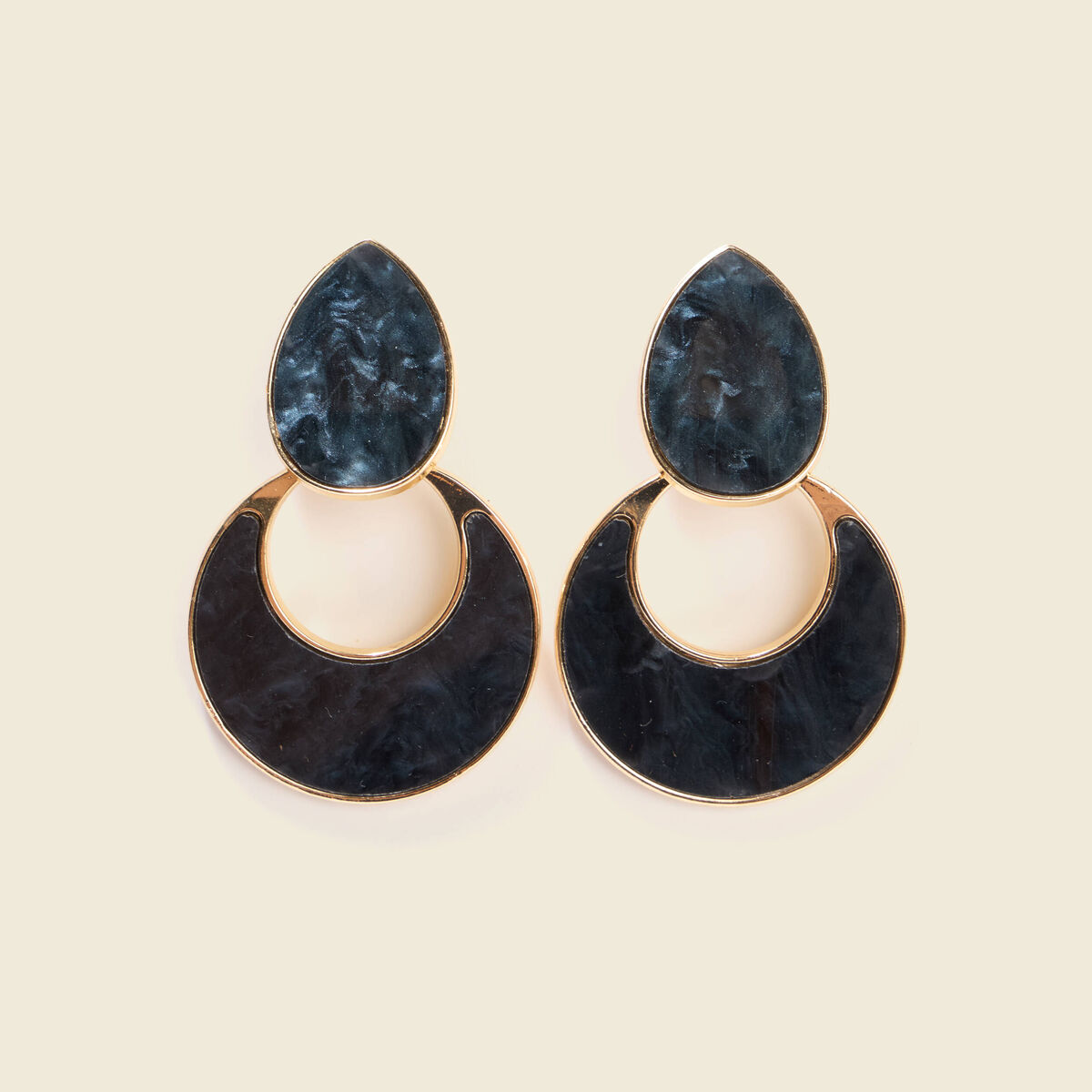 Boucles d'oreilles bleu canard femme