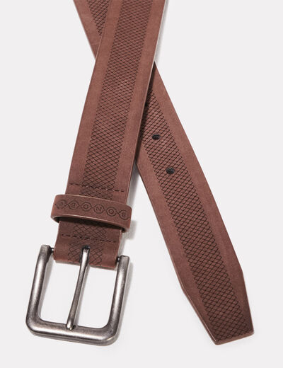 Ceinture embossée marron foncé homme