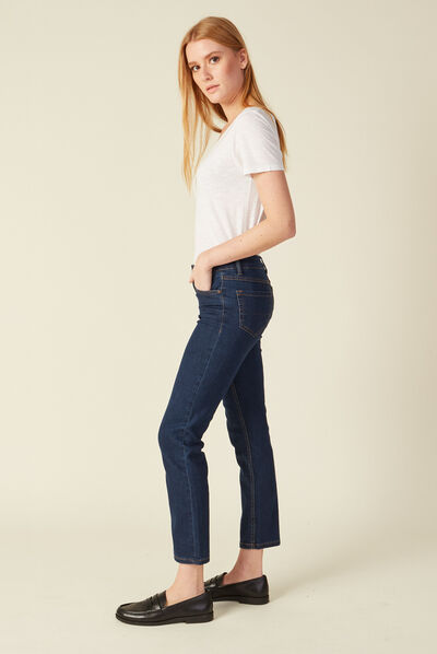 Jeans regular 7/8ème denim brut femme