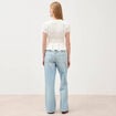 Blouse cintr&eacute;e col v manches courtes ecru femme