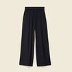 Pantalon large taille haute fluide noir femme