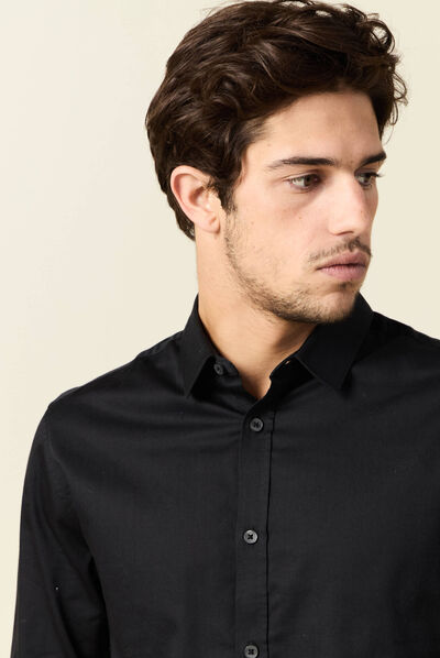 Chemise manches longues noir homme