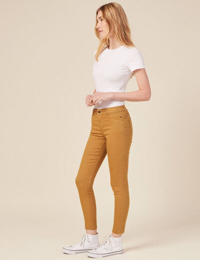 Pantalon skinny push-up 7/8ème beige femme