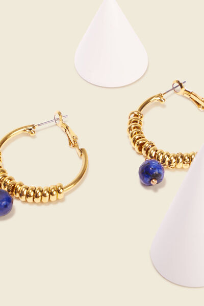 Boucles d'oreilles créoles bleu marine femme