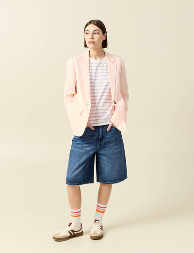 Veste blazer manches longues rose champagne femme
