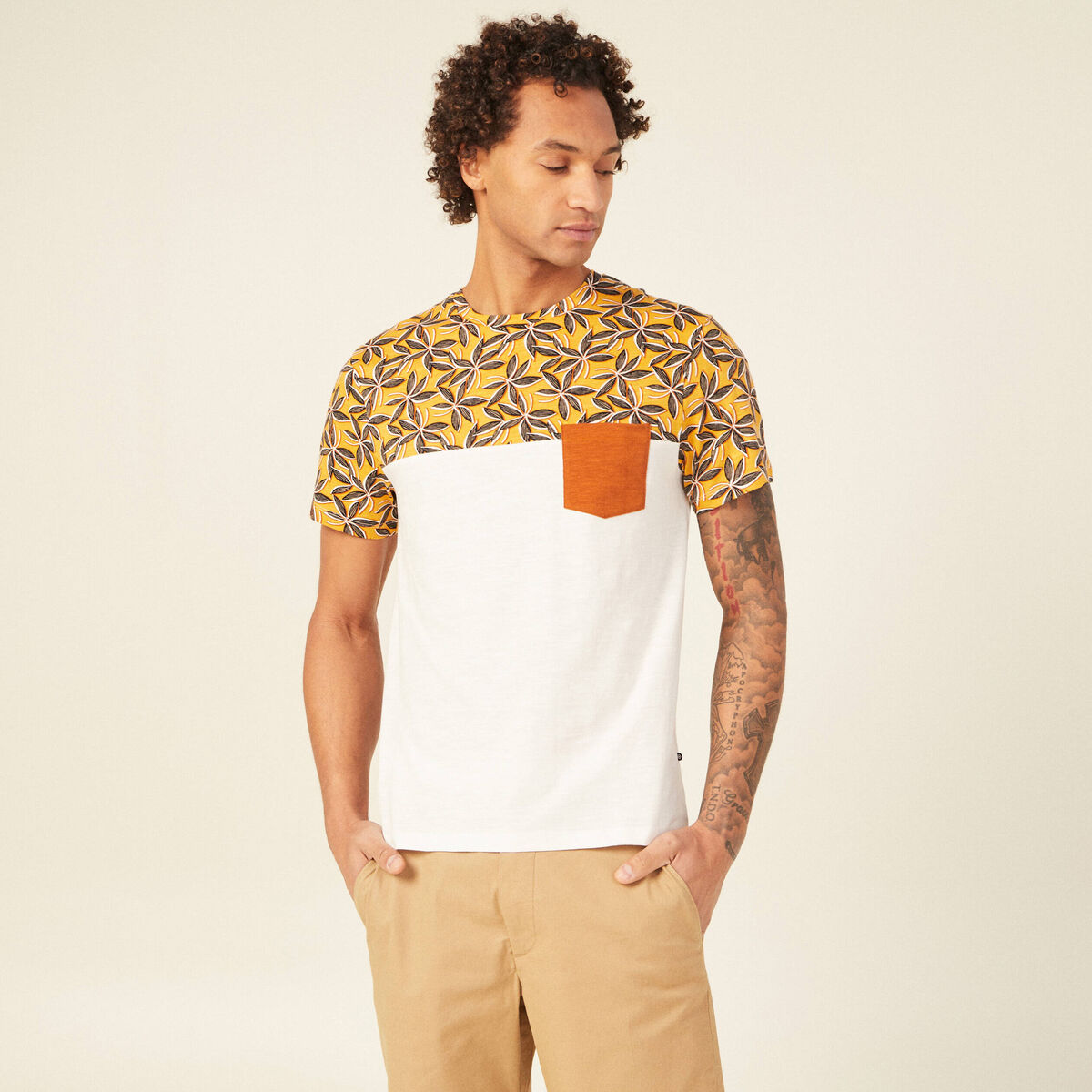 T-shirt manches courtes jaune homme
