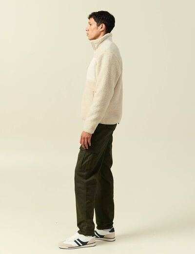 Sweat effet polaire manches longues sable homme