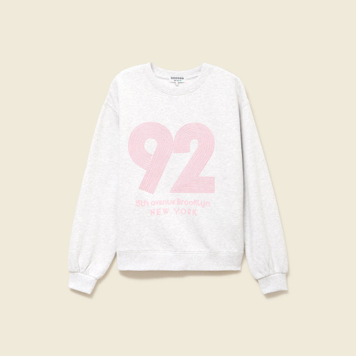 Sweat droit court manches longues gris femme