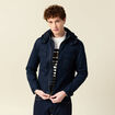 Blouson col montant à capuche bleu marine homme