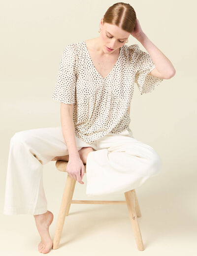Blouse manches courtes blanc femme