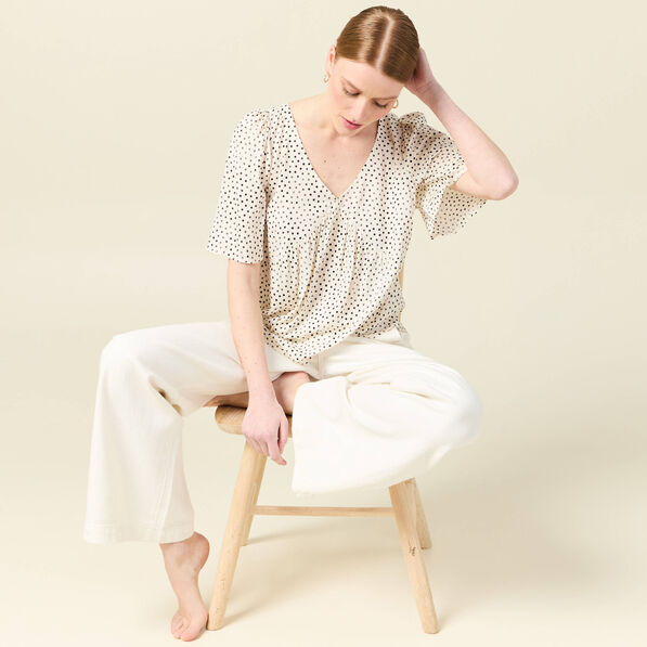 Blouse manches courtes blanc femme