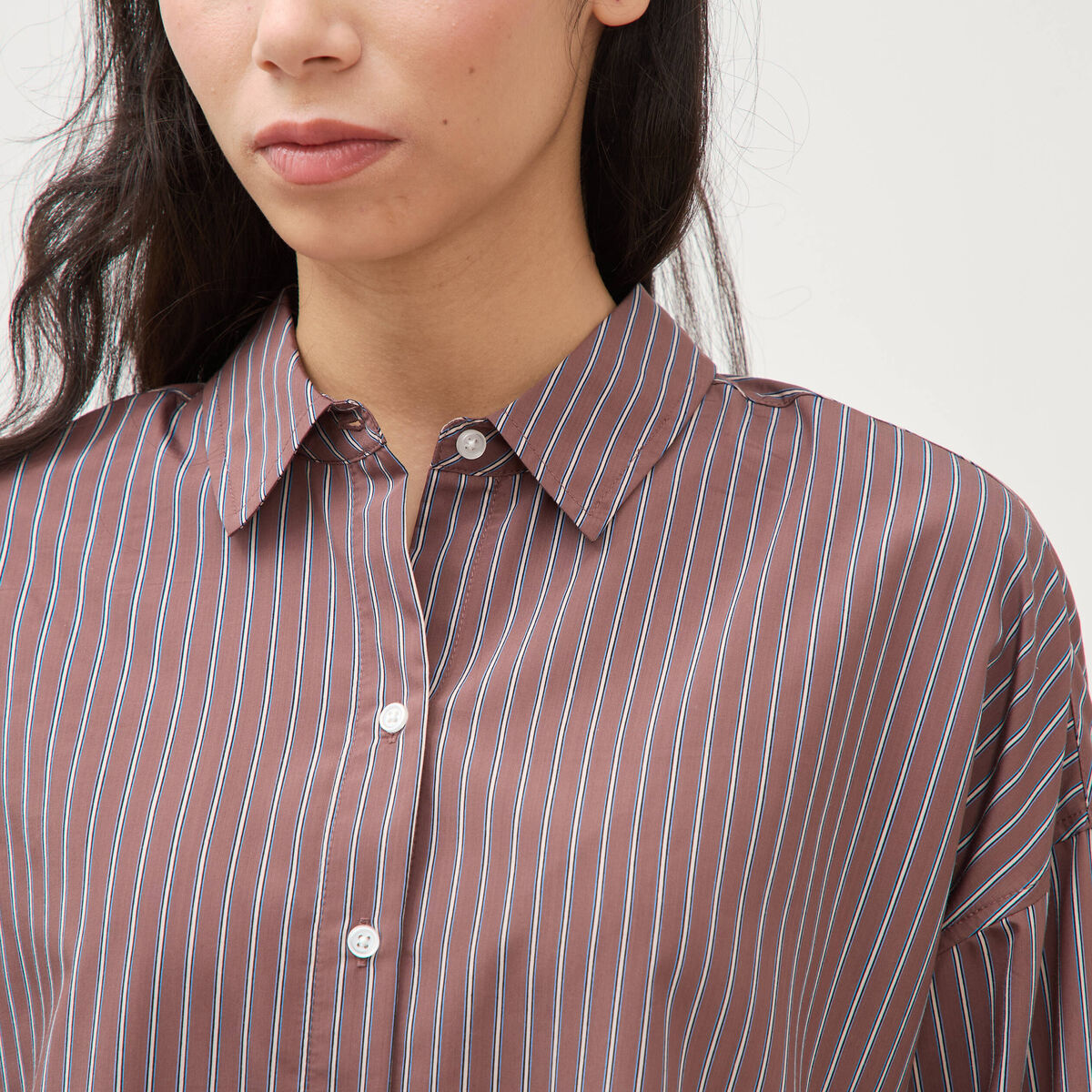Chemise ample manches longues fluide marron femme