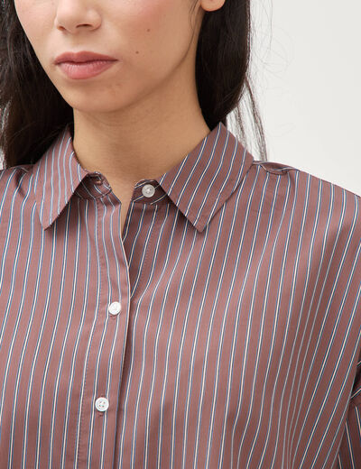 Chemise ample manches longues fluide marron femme