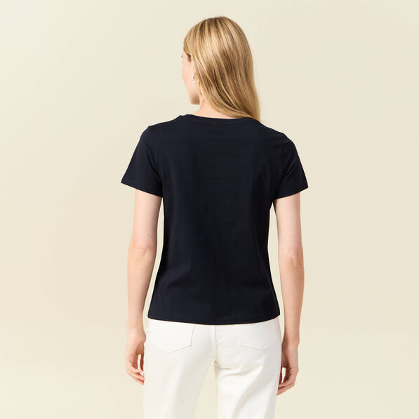 t shirt manches courtes bleu marine femme T-shirt manches courtes bleu marine femme