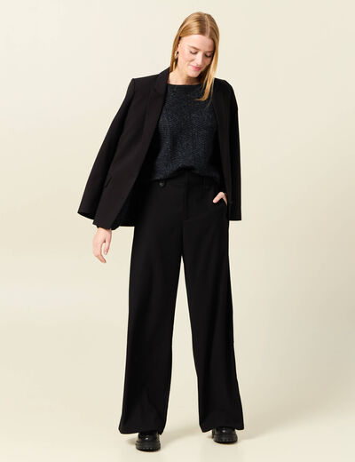Pull manches longues bleu marine femme