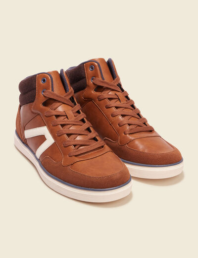 Baskets montantes à lacets marron foncé homme