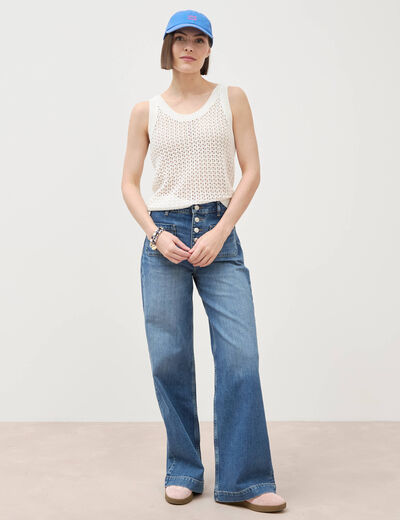 Jeans bootcut taille haute denim stone femme