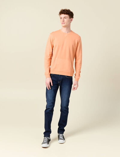 Sweat manches longues orange corail homme