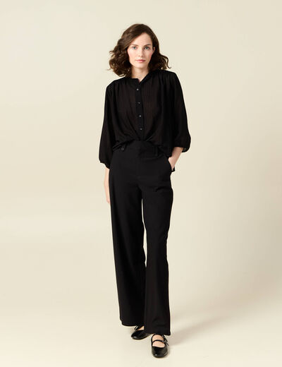 Pantalon large fluide noir femme