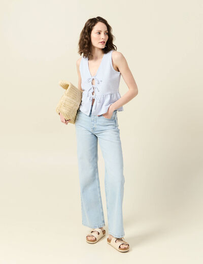 Blouse sans manches bleu pastel femme