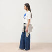 T-shirt droit cropped manches coude ecru femme