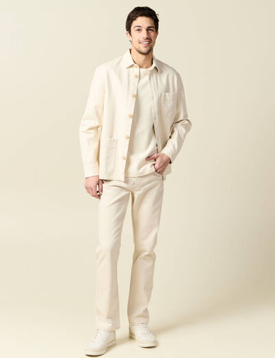 Jeans regular 5 poches denim beige homme