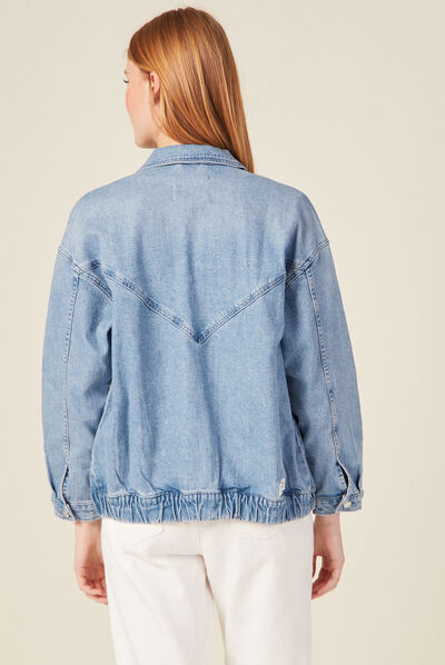 Blouson jean éco-responsable denim bleach femme