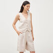 Short taille haute beige femme