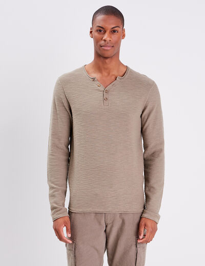 Pull manches longues vert kaki homme