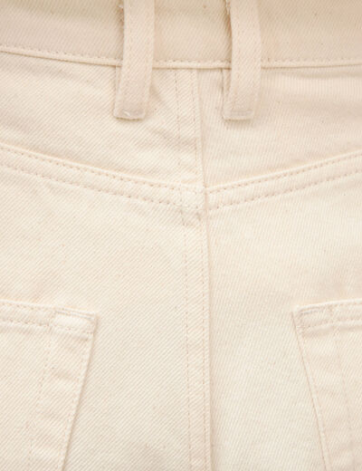 Jeans loose taille bascul&eacute;e ecru femme