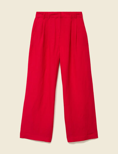 Pantalon large taille standard rouge femme
