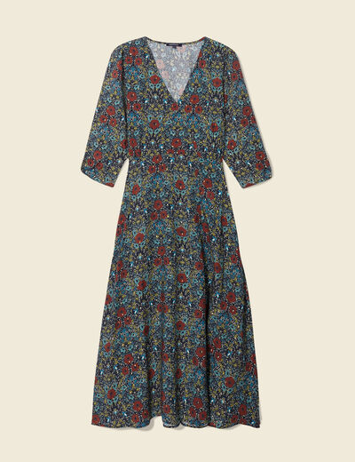 Robe longue évasée noir femme