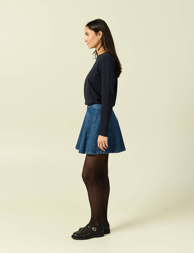 Mini-jupe en coton aspect jeans denim stone femme